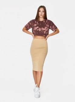 HeyYou Cropped Pocket Tee In Maroon Tie Dye Crop Tops