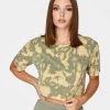 HeyYou Cropped Pocket Tee In Olive Tie Dye Crop Tops