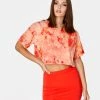 HeyYou Crop Tops Cropped Pocket Tee In Red Tie Dye