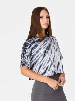 HeyYou Crop Tops Cropped Tee In Black & White Tie Dye