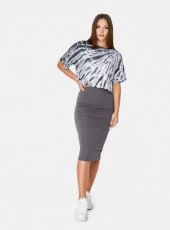 HeyYou Crop Tops Cropped Tee In Black & White Tie Dye