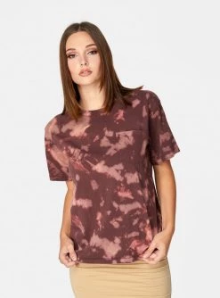 HeyYou T-Shirts Pocket Tee In Maroon Tie Dye