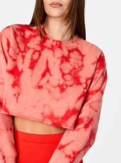HeyYou Sweatshirts + Hoodies Sweatshirt In Red Tie Dye Cropped