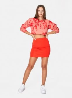 HeyYou Sweatshirts + Hoodies Sweatshirt In Red Tie Dye Cropped