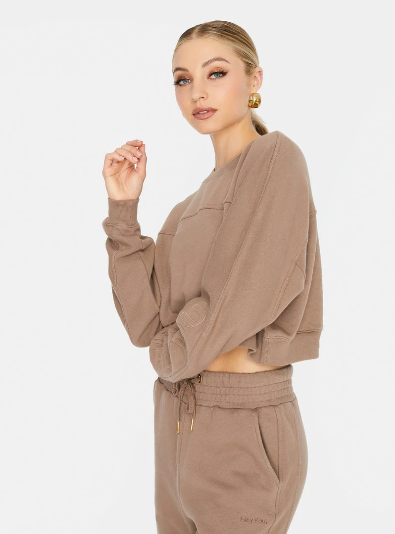 HeyYou New Arrivals Westward Crop Sweatshirt In Taupe 4 HeyYou New Arrivals Westward Crop Sweatshirt In Taupe