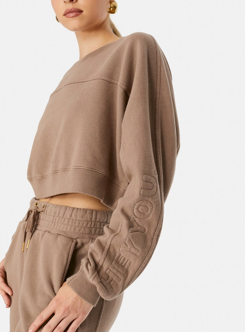 HeyYou New Arrivals Westward Crop Sweatshirt In Taupe 6 HeyYou New Arrivals Westward Crop Sweatshirt In Taupe