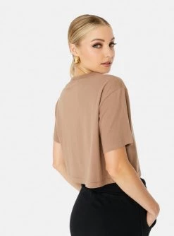 HeyYou Everyday Crop Tee In Taupe