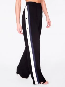 HeyYou Black High Waisted Relaxed Side Snap Trouser