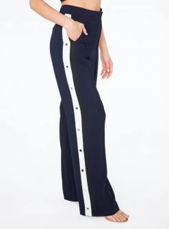 HeyYou Pants Navy High Waisted Relaxed Side Snap Trouser