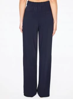 HeyYou Pants Navy High Waisted Relaxed Side Snap Trouser
