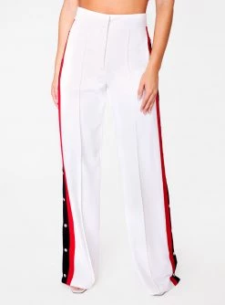 HeyYou Off White High Waisted Relaxed Side Snap Trouser