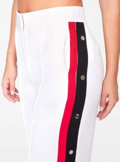 HeyYou Off White High Waisted Relaxed Side Snap Trouser