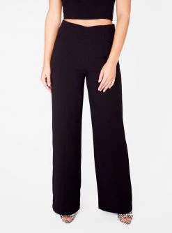 HeyYou Pants Black High Waisted Relaxed Side Zip Trouser