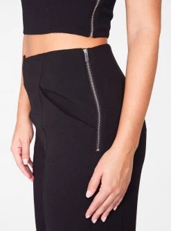 HeyYou Pants Black High Waisted Relaxed Side Zip Trouser