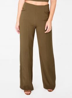 HeyYou Olive High Waisted Relaxed Side Zip Trouser Pants