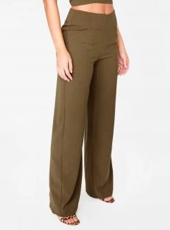 HeyYou Olive High Waisted Relaxed Side Zip Trouser Pants