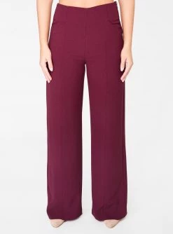 HeyYou Wine High Waisted Relaxed Side Zip Trouser Pants