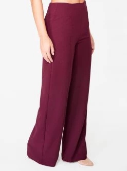 HeyYou Wine High Waisted Relaxed Side Zip Trouser Pants