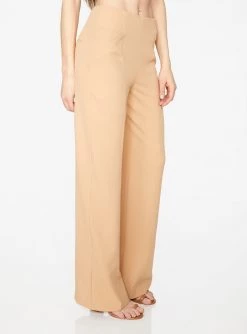HeyYou Camel High Waisted Relaxed Side Zip Trouser