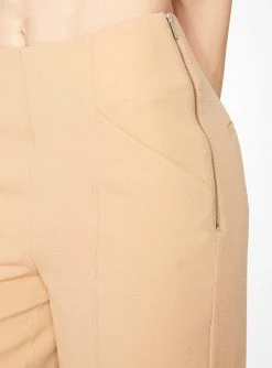 HeyYou Camel High Waisted Relaxed Side Zip Trouser