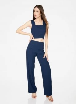 HeyYou Indigo High Waisted Relaxed Side Zip Trouser