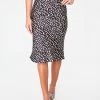 HeyYou Black Leopard Satin Slip Midi Skirt Skirts