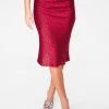 HeyYou Skirts Red Leopard Satin Slip Midi Skirt
