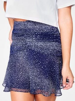 HeyYou Skirts Navy Star Print Ruched Mini Skirt