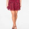HeyYou Red Floral Ruched Mini Skirt Skirts