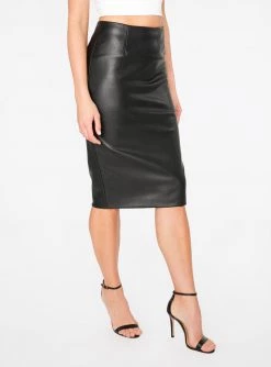 HeyYou Black Faux Leather Pencil Skirt Skirts