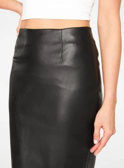 HeyYou Black Faux Leather Pencil Skirt Skirts