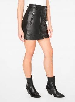 HeyYou Black Faux Leather Biker Mini Skirt Skirts