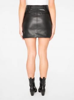 HeyYou Black Faux Leather Biker Mini Skirt Skirts