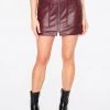HeyYou Skirts Burgundy Faux Leather Biker Mini Skirt