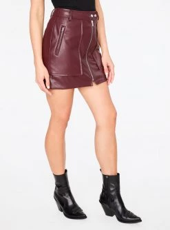 HeyYou Skirts Burgundy Faux Leather Biker Mini Skirt