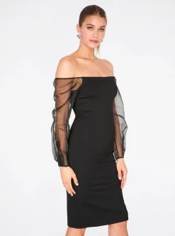 HeyYou Dresses Black Off The Shoulder Midi Pencil Dress