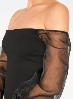 HeyYou Dresses Black Off The Shoulder Midi Pencil Dress