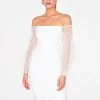 HeyYou Off White Off The Shoulder Midi Pencil Dress