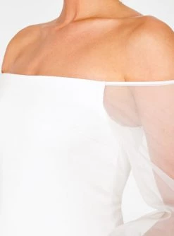 HeyYou Off White Off The Shoulder Midi Pencil Dress