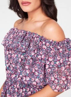 HeyYou Dresses Pink Floral Off The Shoulder Ruffle Dress 8 HeyYou Dresses Pink Floral Off The Shoulder Ruffle Dress