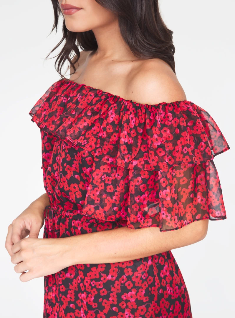 HeyYou Dresses Red Blossom Off The Shoulder Ruffle Dress 4 HeyYou Dresses Red Blossom Off The Shoulder Ruffle Dress