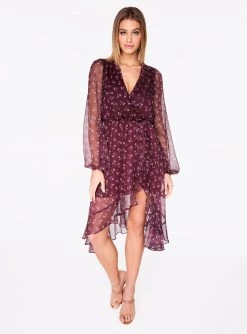 HeyYou Burgundy Open Back Ruffle Dress Dresses