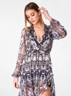 HeyYou Snake Print Open Back Ruffle Dress Dresses 8 HeyYou Snake Print Open Back Ruffle Dress Dresses