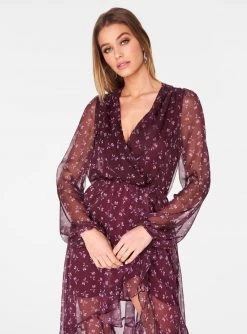 HeyYou Burgundy Open Back Ruffle Dress Dresses