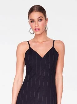 HeyYou Dresses Navy Pinstriped Mini Dress
