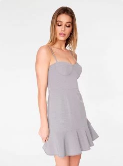 HeyYou Houndstooth Print Bustier Dress Dresses