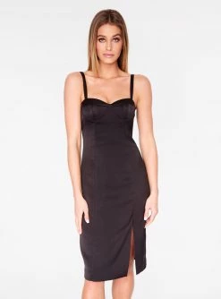 HeyYou Black Front Slit Bustier Dress