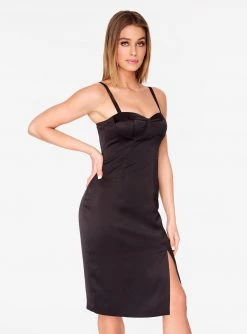 HeyYou Black Front Slit Bustier Dress