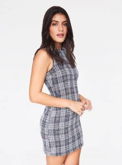HeyYou Black Tweed Sleeveless Mini Dress
