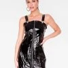 HeyYou Black Faux Leather Overall Dress Dresses
